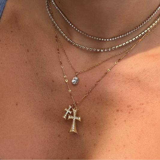 Double Cross Me Necklace - EVRYJEWELS