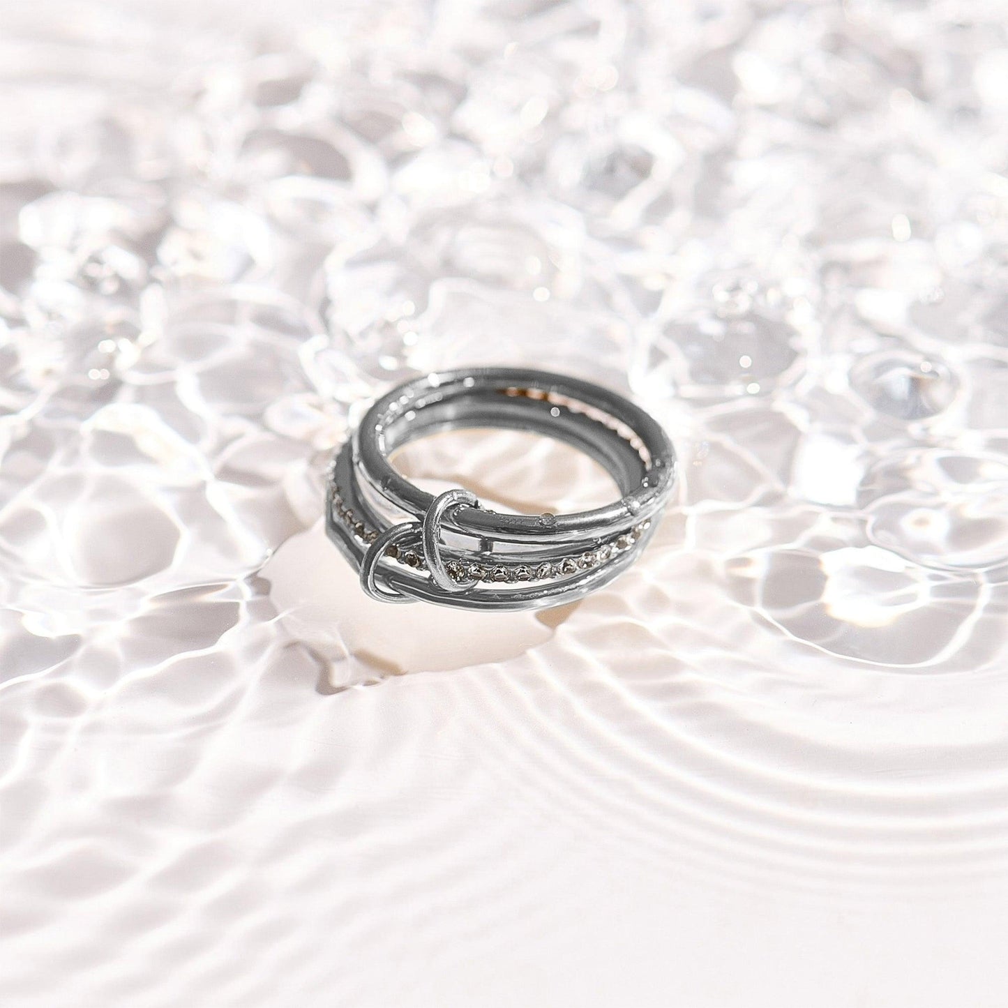 Stacked Linked Crystal Band Ring - EVRYJEWELS