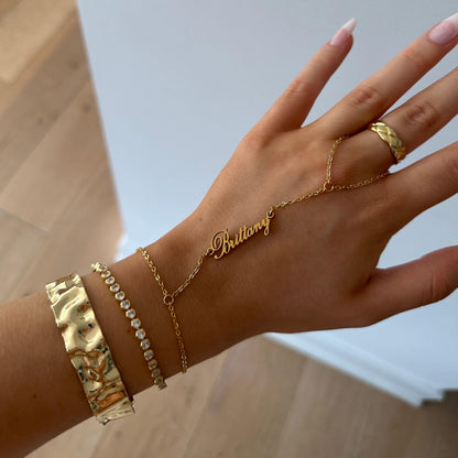 Custom/Personalized Name Plate Hand Chain - EVRYJEWELS