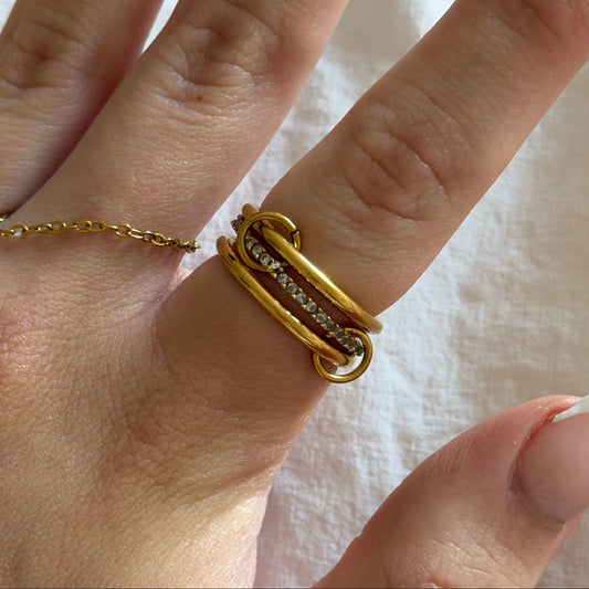 Stacked Linked Crystal Band Ring - EVRYJEWELS