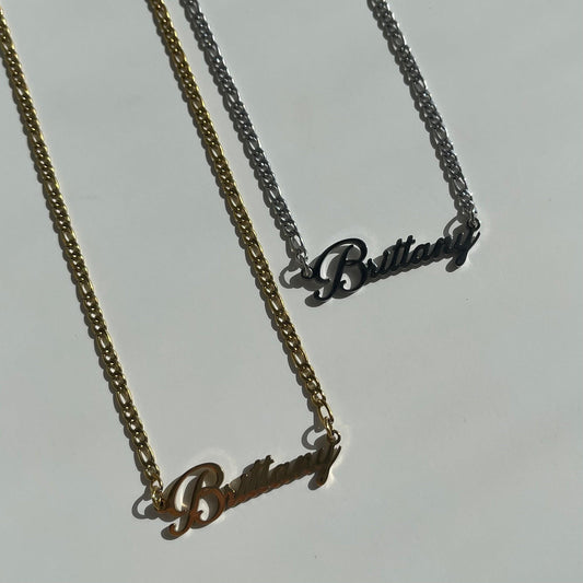 Custom/Personalized Nameplate Figaro Necklace - EVRYJEWELS