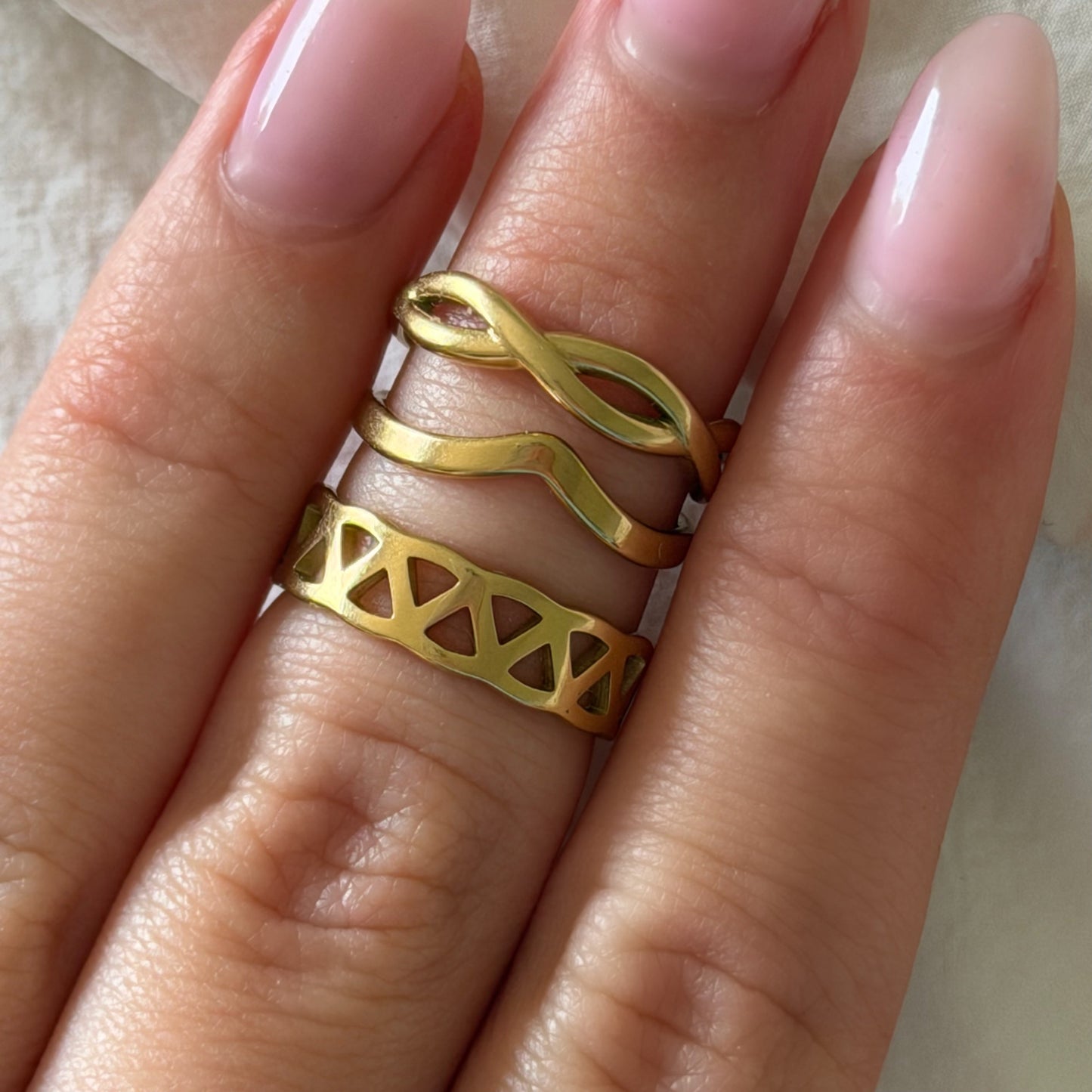 Glow Mix 3-Piece Pinky Rings Set - EVRYJEWELS