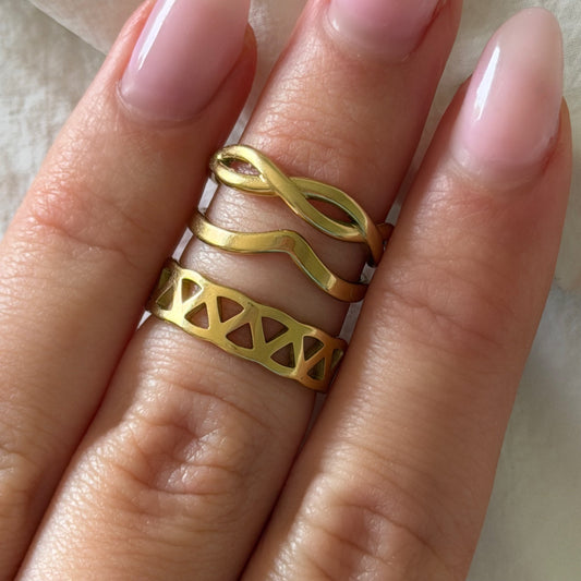 Glow Mix 3-Piece Pinky Rings Set - EVRYJEWELS