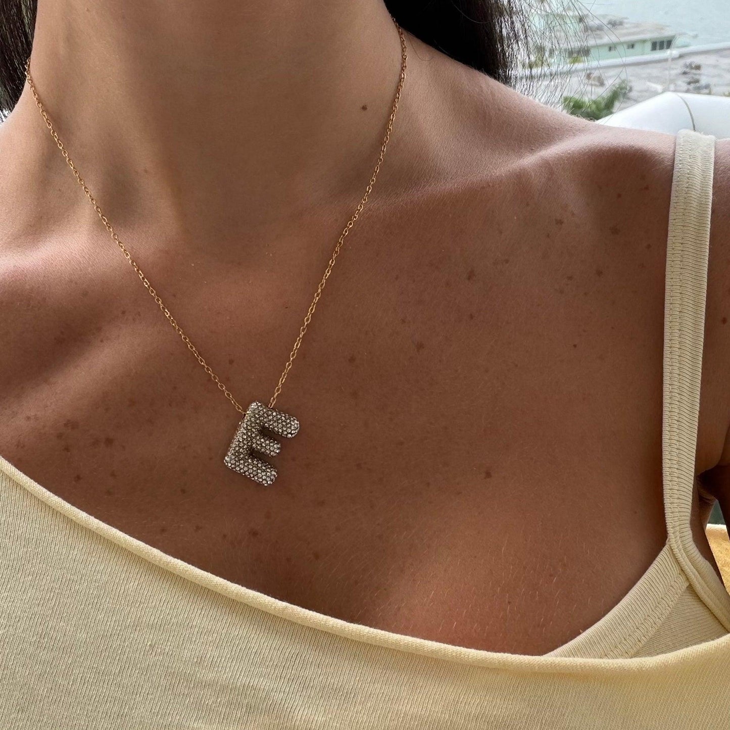 Pave Bubble Letter Necklace - EVRYJEWELS