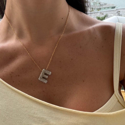 Pave Bubble Letter Necklace - EVRYJEWELS