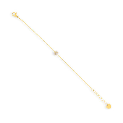 Pavé Crystal B Initial Bracelet - EVRYJEWELS