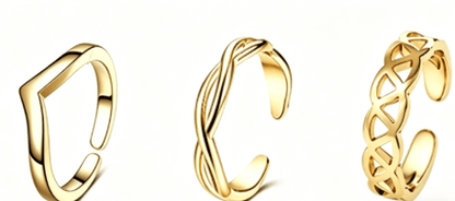 Glow Mix 3-Piece Toe Rings Set - EVRYJEWELS