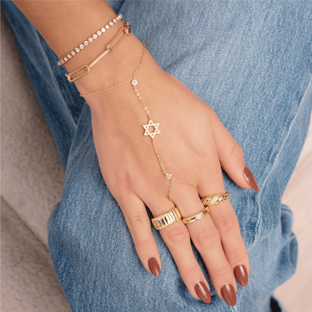 Star of David Hand Chain - EVRYJEWELS