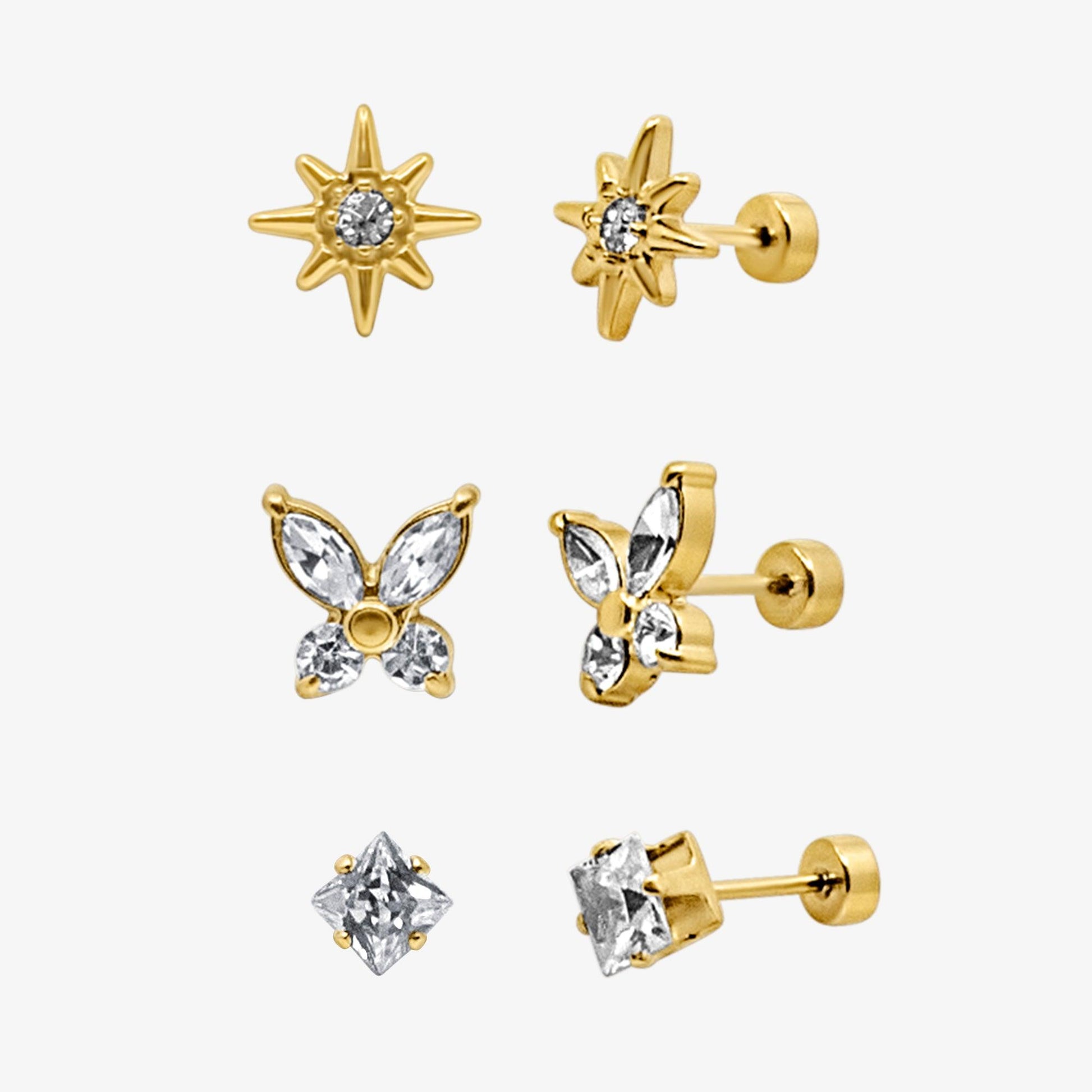 Eternal Twinkle Flat Back Earrings Bundle - EVRYJEWELS