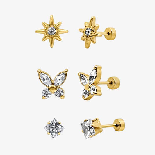 Eternal Twinkle Flat Back Earrings Bundle - EVRYJEWELS